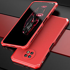 Xiaomi Redmi Note 9 5G用360度 フルカバー ケース 高級感 手触り良い アルミメタル 製の金属製 P01 Xiaomi レッド