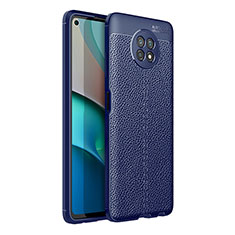 Xiaomi Redmi Note 9 5G用シリコンケース ソフトタッチラバー レザー柄 カバー Xiaomi ネイビー