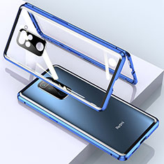 Xiaomi Redmi Note 9用ケース 高級感 手触り良い アルミメタル 製の金属製 360度 フルカバーバンパー 鏡面 カバー Xiaomi ネイビー