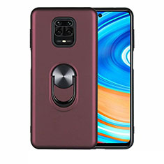 Xiaomi Redmi Note 9S用極薄ソフトケース シリコンケース 耐衝撃 全面保護 アンド指輪 マグネット式 バンパー T01 Xiaomi ワインレッド