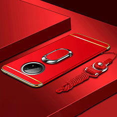 Xiaomi Redmi Note 9T 5G用ケース 高級感 手触り良い メタル兼プラスチック バンパー アンド指輪 Xiaomi レッド