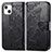 Apple iPhone 13用手帳型 レザーケース スタンド パターン カバー H07 アップル ブラック