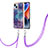 Apple iPhone 13用シリコンケース ソフトタッチラバー バタフライ パターン カバー 携帯ストラップ Y07B アップル 