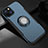 Apple iPhone 13 Mini用ハイブリットバンパーケース スタンド プラスチック 兼シリコーン カバー マグネット式 A08 アップル ブルー