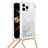 Apple iPhone 13 Pro用シリコンケース ソフトタッチラバー ブリンブリン カバー 携帯ストラップ S03 アップル ライトブルー