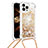 Apple iPhone 13 Pro用シリコンケース ソフトタッチラバー ブリンブリン カバー 携帯ストラップ S03 アップル ゴールド