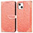 Apple iPhone 14用手帳型 レザーケース スタンド パターン カバー H13 アップル オレンジ