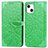 Apple iPhone 14用手帳型 レザーケース スタンド パターン カバー H13 アップル グリーン