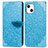 Apple iPhone 14用手帳型 レザーケース スタンド パターン カバー H13 アップル ネイビー