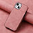 Apple iPhone 14用シリコンケース ソフトタッチラバー レザー柄 カバー SD13 アップル ピンク