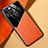 Apple iPhone 14 Plus用シリコンケース ソフトタッチラバー レザー柄 アンドマグネット式 アップル オレンジ