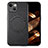 Apple iPhone 14 Plus用シリコンケース ソフトタッチラバー レザー柄 アンドマグネット式 S02D アップル ブラック