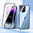 Apple iPhone 14 Pro用ケース 高級感 手触り良い アルミメタル 製の金属製 360度 フルカバーバンパー 鏡面 カバー LK2 アップル ネイビー