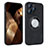 Apple iPhone 14 Pro Max用シリコンケース ソフトタッチラバー レザー柄 アンドマグネット式 S07D アップル ブラック