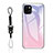 Apple iPhone 15用ハイブリットバンパーケース プラスチック 鏡面 虹 グラデーション 勾配色 カバー M01 アップル ピンク