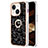 Apple iPhone 15用シリコンケース ソフトタッチラバー バタフライ パターン カバー アンド指輪 Y02B アップル ブラック