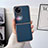 Huawei P60 Pocket用ハイブリットバンパーケース 高級感 手触り良いレザー柄 兼プラスチック B01H ファーウェイ ネイビー