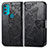 Motorola Moto G71 5G用手帳型 レザーケース スタンド バタフライ 蝶 カバー モトローラ ブラック
