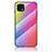 Oppo A16K用ハイブリットバンパーケース プラスチック 鏡面 虹 グラデーション 勾配色 カバー LS2 Oppo ピンク