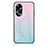 Oppo A18用ハイブリットバンパーケース プラスチック 鏡面 虹 グラデーション 勾配色 カバー LS1 Oppo シアン
