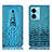 Oppo A1x 5G用手帳型 レザーケース スタンド カバー H03P Oppo ブルー