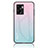 Oppo A57 5G用ハイブリットバンパーケース プラスチック 鏡面 虹 グラデーション 勾配色 カバー LS1 Oppo シアン