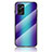 Oppo A76用ハイブリットバンパーケース プラスチック 鏡面 虹 グラデーション 勾配色 カバー LS2 Oppo ネイビー