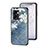 Oppo A77 5G用ハイブリットバンパーケース プラスチック 鏡面 花 カバー Oppo ネイビー