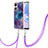 Oppo A78 5G用シリコンケース ソフトタッチラバー バタフライ パターン カバー 携帯ストラップ YB7 Oppo パープル