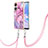 Oppo A78 5G用シリコンケース ソフトタッチラバー バタフライ パターン カバー 携帯ストラップ YB7 Oppo ピンク