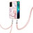 Oppo A93 5G用シリコンケース ソフトタッチラバー バタフライ パターン カバー 携帯ストラップ Y05B Oppo ピンク