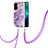 Oppo A93 5G用シリコンケース ソフトタッチラバー バタフライ パターン カバー 携帯ストラップ Y05B Oppo パープル