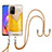 Oppo A95 5G用シリコンケース ソフトタッチラバー バタフライ パターン カバー 携帯ストラップ YB8 Oppo イエロー