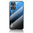 Oppo A96 5G用ハイブリットバンパーケース プラスチック 鏡面 虹 グラデーション 勾配色 カバー LS1 Oppo ネイビー