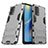 Oppo F19用ハイブリットバンパーケース スタンド プラスチック 兼シリコーン カバー T01 Oppo グレー