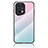 Oppo Find X5 Pro 5G用ハイブリットバンパーケース プラスチック 鏡面 虹 グラデーション 勾配色 カバー LS1 Oppo シアン