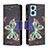 Oppo K10 4G用手帳型 レザーケース スタンド パターン カバー B04F Oppo ブラック