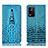 Oppo K9X 5G用手帳型 レザーケース スタンド カバー H03P Oppo ブルー