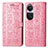Oppo Reno10 Pro 5G用手帳型 レザーケース スタンド パターン カバー S03D Oppo ピンク