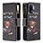 Oppo Reno5 Lite用手帳型 レザーケース スタンド パターン カバー B04F Oppo ダークグレー