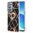Oppo Reno6 Pro+ Plus 5G用シリコンケース ソフトタッチラバー バタフライ パターン カバー アンド指輪 Y02B Oppo ブラック