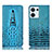 Oppo Reno9 5G用手帳型 レザーケース スタンド カバー H03P Oppo ブルー