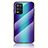 Realme Q3 5G用ハイブリットバンパーケース プラスチック 鏡面 虹 グラデーション 勾配色 カバー LS2 Realme ネイビー