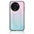 Realme V50 5G用ハイブリットバンパーケース プラスチック 鏡面 虹 グラデーション 勾配色 カバー LS1 Realme シアン