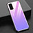 Realme X7 5G用ハイブリットバンパーケース プラスチック 鏡面 虹 グラデーション 勾配色 カバー Realme ラベンダー