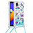 Samsung Galaxy A01 Core用シリコンケース ソフトタッチラバー ブリンブリン カバー 携帯ストラップ S02 サムスン ブルー