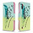 Samsung Galaxy A01 SM-A015用手帳型 レザーケース スタンド パターン カバー B01F サムスン ライトグリーン