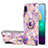 Samsung Galaxy A02用シリコンケース ソフトタッチラバー バタフライ パターン カバー アンド指輪 Y01B サムスン ラベンダー