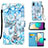 Samsung Galaxy A02用手帳型 レザーケース スタンド パターン カバー Y02B サムスン ライトブルー