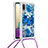 Samsung Galaxy A02用シリコンケース ソフトタッチラバー ブリンブリン カバー 携帯ストラップ S02 サムスン ネイビー